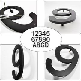 House Numbers Floating-Black Modern House Number for Outside,House Numbers with Nail Kits for Door Yard-0