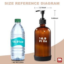 GMISUN Glass Shampoo and Conditioner Dispenser with Silicone Boot, Shower Soap Dispenser Bottles with Labels, Refillable Shampoo Conditioner Body Wash Dispensers