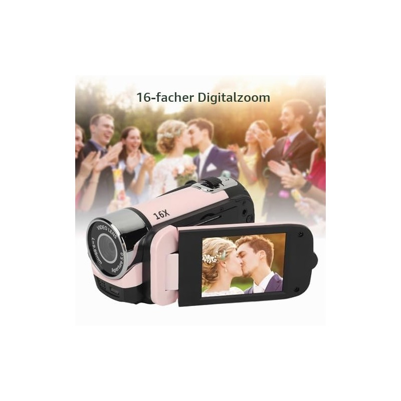 Akozon Digital Video Camera, 1080P 16MP Digital Camera 2.4 Inch