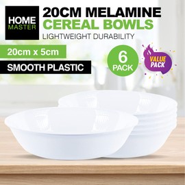 [6PCE] Home Master White Melamine Bowls, Simple Elegance, Lightweight and Durable for Everyday and Special Occasions