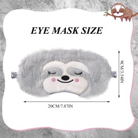 Children's Sleeping Mask, Soft Plush Eye Mask for Children, Cute Breathable Sleeping Mask, Children for Girls, Boys, Naps, Travel (Grey, Sloth)