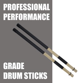 Soundspire 3-Pair Bamboo Hot Rods Drumsticks, 16" Jazz Drumsticks with 19-Rod System, Shock-Reducing 5A Grip for Acoustic Performances & Studio Sessions (Natural Bamboo)