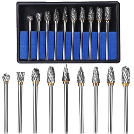 Faankiton 10PCS Tungsten Carbide Rotary Burrs, Carbide Die Grinder Bits Compatible with Dremel, Metal Grinding Bit, Wood Carving Drill Bit, Rotary Burr Drill Bit, Die Grinder Bits Rotary File