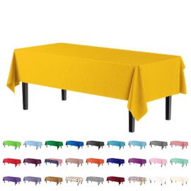 4-Pack Yellow Plastic Table Cloth - 54In. x 108In. Disposable Tablecloth for Parties - Rectangle Tablecloth - Disposable Table Cloths for Parties - Plastic Table Cover for Picnics - Exquisite