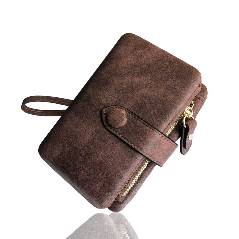 AOXONEL Women's Small Bifold Leather Wallet RFID Blocking Ladies Wristlet