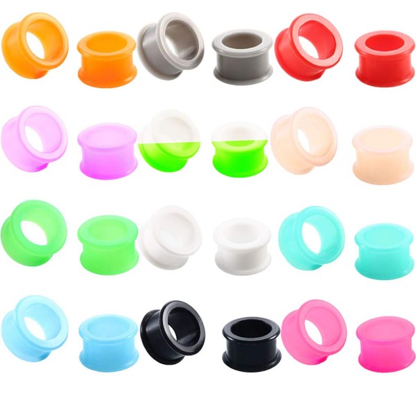 CABBE KALLO 24pcs Silicone Tunnels Ear Gauges Kit 8G-25mm Double