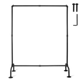 Boshangjia Industrial Pipe Clothing Rack Free Standing,Vintage Style Detachable Garment Rack with 4 Stable Feet for Hanging Clothes Storage Retail Display,Black