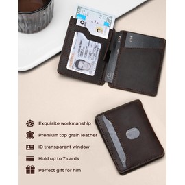 ZTELLHIM Slim Wallet for Men | Rfid Blocking Bifold Minimalist Front Pocket Wallets | Compact Full Grain Leather ID Credit Card Wallet | Magnetic Closure | Ultra Thin (Dark Brown)