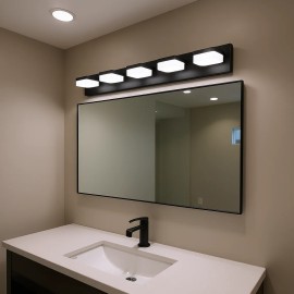 Modern 6-Light Black Iron LED Vanity Mirror Light Fixture for Bathrooms and Makeup TablesMaterial: Iron, Color: Black Color