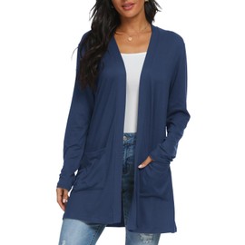 Qixing Women's Cardigan with Pocketes Long Sleeve Casual Lightweight Open Front Cardigan