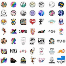Volleyball Stickers |50 Pcs Volleyball Waterproof Vinyl Decals for Water Bottles Laptop Luggage Cup Computer Mobile Phone Skateboard Guitar Helmet Snowboard Décor