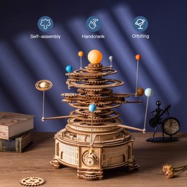 ROKR 3D Wooden Puzzles for Adults Huge Orrery Model - Toy Building Set Mechanical Puzzles 8 Orbiting Planets Unique Gifts for Boys/Girls