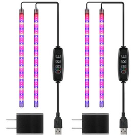 iPower 20W LED Plant Grow Light Strips Full Spectrum for Indoor Plants with Auto ON/Off 3/9/12H Timer, 10 Dimmable Levels 48 LEDs Per Tude, for Hydroponics Succulent