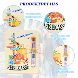 Sunwuun Packaging for money gift travel 16 x 12 cm with test tube, gifts for travellers, wish filler test tube gifts for travellers, idea for travel voucher, easy to use