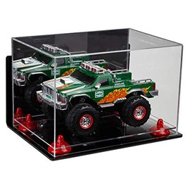 Better Display Cases Versatile Acrylic Display Case - Medium Rectangle Box with Mirror, Wall Mount, Red Risers and Clear Base 12" x 8.25" x 8" (A004-RR)