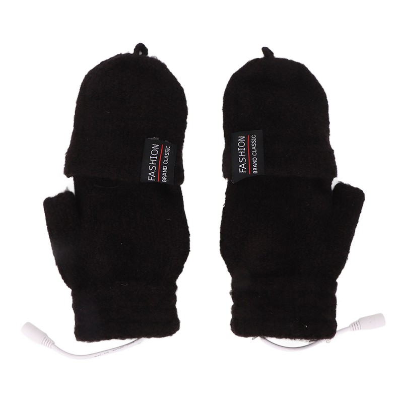 USB Heated Gloves Electric Half Hands Double Sided Heating Warm
