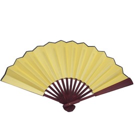 TRENDBOX 10.4" Chinese Traditional Nylon-Cloth Handheld Folding Fan - Yellow