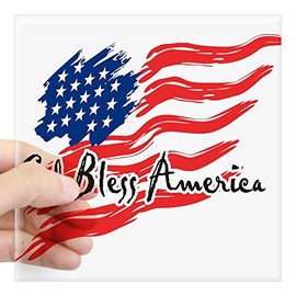 CafePress American Flag Inscribed God Bless America Square Square Bumper Sticker Car Decal