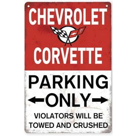 Stmoau Corvette Gifts for Men, Corvette Accessories, Vintage Metal Corvette Parking Only Signs