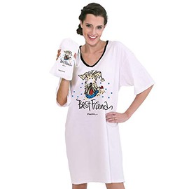 Emerson Street Clothing Co. | Best Friend Dog | Whimsical Printed Women's Nightshirt in 100% Cotton USA Made White