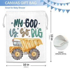 DSHFG Christian Birthday Drawstring Gift Bags for Party, Cute Bible Baby Shower Drawstring Gift Wrap Bags, Christmas Small Happy Birthday Bag Canvas, My God Is So Big, 10x13 Inch