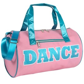Dance Duffle Bags for Dancers, Girls, Teens, and Student Athletes, Fun Dance Workout Duffel Bag for Girls and Boys (Pink/Blue)