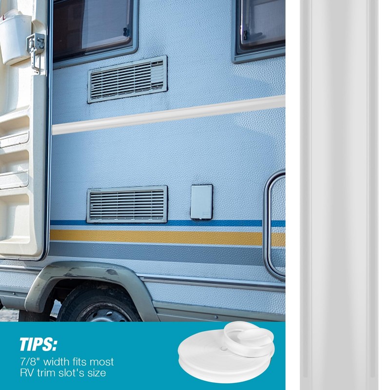 White Vinyl 7/8" Insert Molding Trim Screw Cover | Rv