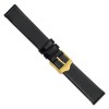 Unbranded 15mm 7.5" Flat Black Leather Gold-tone Buckle Watch Band