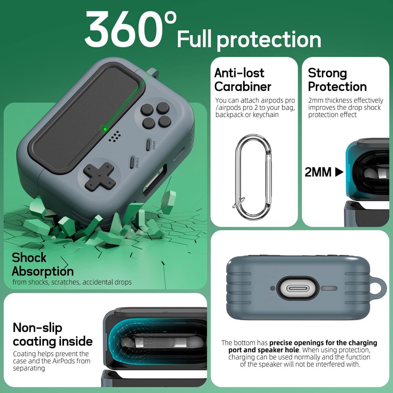 Inesore for Airpods Pro 2nd Generation Case Cover with Cleaner