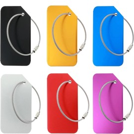 Aczyqws 6 PCS Metal Luggage Tags for Suitcases,Aluminum Metal Travel Suitcase Bag Tag with Card Business Card Holder Luggage Baggage Identifier(Multicolor)