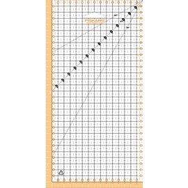 Fiskars Patchwork Ruler 15x30cm Highlighted 1cm Seam Allowance Interrupted Half Centimeter Grid Lines Angle Lines PET Plastic 1066361