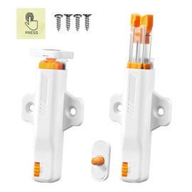 SNOMEL 2 Pieces Plastic Push to Open Cabinet Hardware, Rebound Self-Locking Drawer Latch, Non-Magnetic Heavy Duty Cabinet Door Latch for Press Out Wardrobe RV Barn Cupboard Kitchen Door (White)
