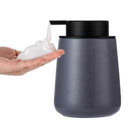 Enra Foaming Soap Dispenser,12 oz Grey Ceramic Hand Soap Dispenser, Dish Soap Dispenser,Modern Foam Soap Dispenser for Bathroom,Kitchen with Easy-to-Press Pump (Gray Poam Type)