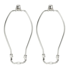 YOKIVE 8 Inch Lamp Harp, 2 Set Detachable Lamp Shade Holder with 3/8 Standard Saddle and Finial Heavy Duty Bracket for Table Floor Standing Lamps, Nickel