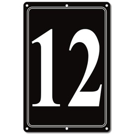 i-CowFun Premium Aluminum Number Signs 12, Metal 12" X 8" Black Numbered Signs Outdoor for Parking Lots, Floor, Dock, Court, Aisle, Field, High Visibility, No Fade, Weather-resistant