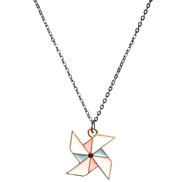 YIQPKUM Origami Windmill Pendant Enamel Geometric Jewellery Thin Necklace Women