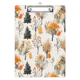 Autumn Trees Plastic Clipboards,Cute Fashion Clipboard Decorative 8.5" x 12.5"Standard A4 Size Clipboards,Acrylic Clipboard for Teacher,Social Worker,Students,Nurse,Office Supplies