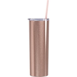 Maars Skinny Steel Stainless Steel Tumbler, 20 oz | Double Wall Vacuum Insulated (Rose Gold Glitter)