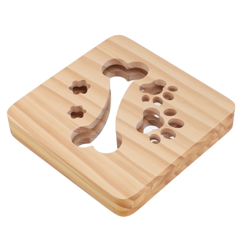 3D Night Lamp Bone Paw Print Pattern Hollow Design Wooden