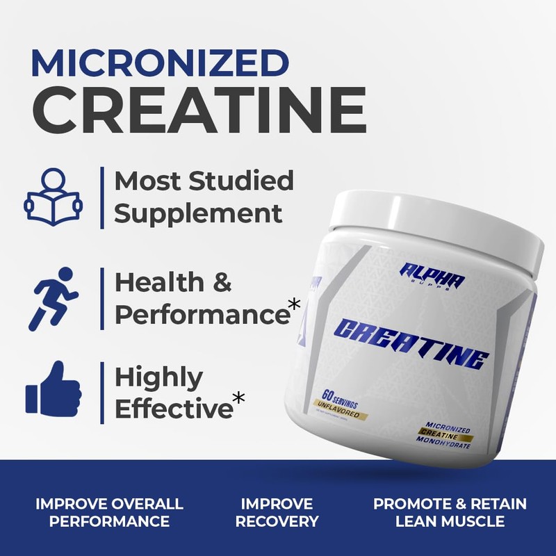Alpha Supps Micronized Creatine Monohydrate Powder - 5g (5 Grams)