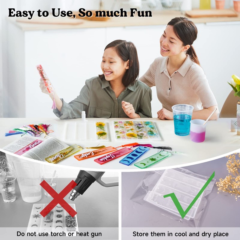 LET'S RESIN Bookmark Resin Molds Silicone 1.5'' Wide, Blank and
