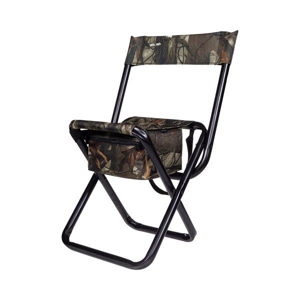 Allen Company Camouflage Folding Hunting Stool with Back and Storage - Strong Steel Legs - Next G2-14L x16.75W x 29H inches