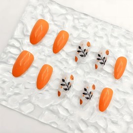 Flower Press On Nails Almond Medium, Spring Summer Nails Accessories Yellow Press On Nails Sunflower Leaf Designs Stick On Nails Adhesive Tabs And Nail File Included