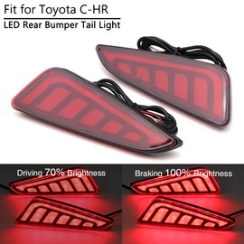 Dreamseek LED Reflector Rear Bumper Tail Light for Toyota C-HR CHR 2017 2018 2019 2020 2021 2022 7-Shape Driving Brake Taillight Lamp (Red Lens)