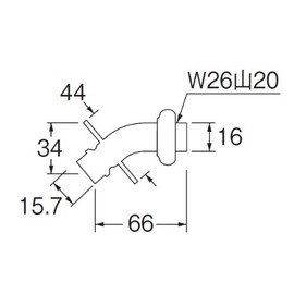 SANEI PY12-4TX-16 L-Shaped Nipple for Washing Machines, One-Touch Connection of Water Supply Hose, W26 Mount, 20, Silver