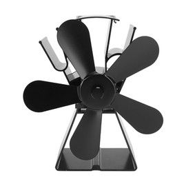 5 Blade Fireplace Fan Trapezoidal Base Heat Powered Stove Fan Thermoelectric Thermal Fan for Kerosene Stoves Wood Stoves Black