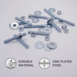 (Pack of 10 pcs) Fully Threaded M8 x 60 mm Screw Rods With Hex Nuts and Washers, Studding Rod Bar, Stud DIN 796-1 (10, M8 x 60 mm)