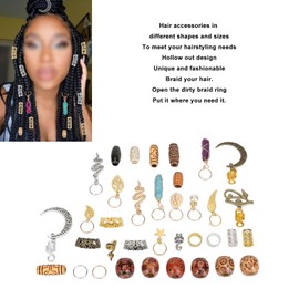 Saluaqui Anillos para el Pelo, Anillos para Trenzas, Anillos Vintage para Rastas, Diseño Hueco, Clip para el Pelo con Joyería de Aire para Accesorios de Trenzas, Excelente para