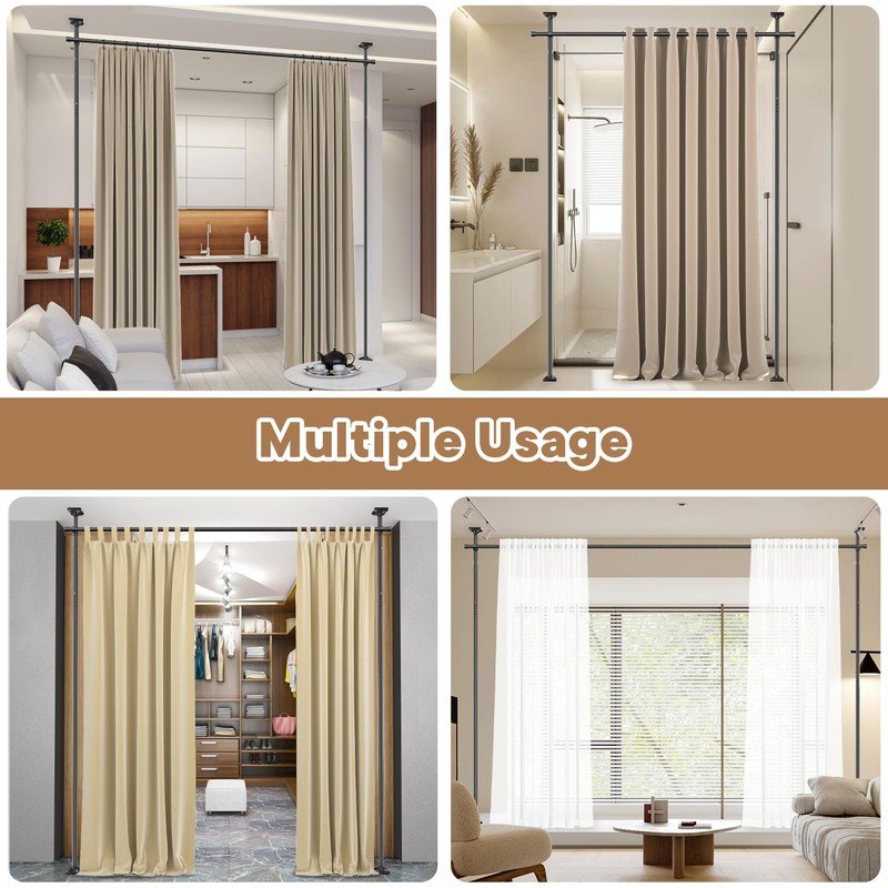 Bonpally Room Divider Curtain Rod, No Drilling Room Separator for