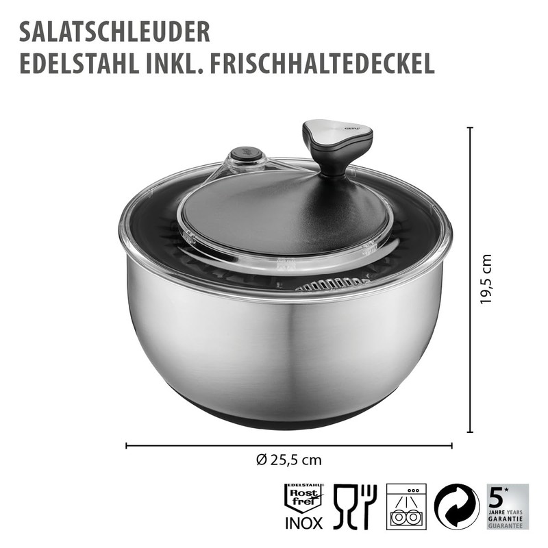 GEFU Crank Drive Salad Spinner 4.5L